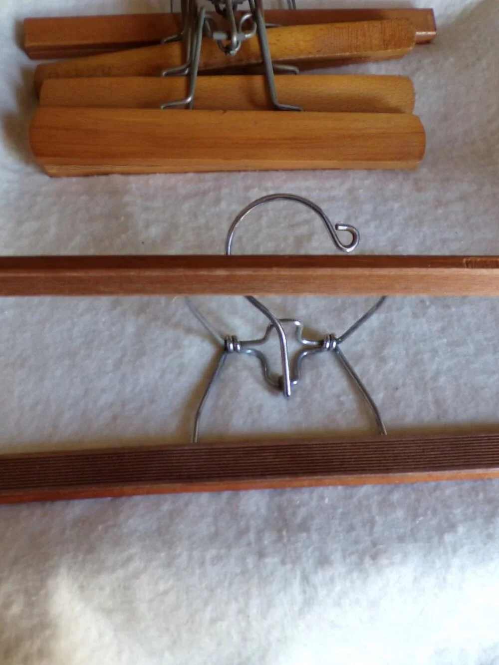 5 Vintage Wooden Pants Skirt Jeans Locking Hanger